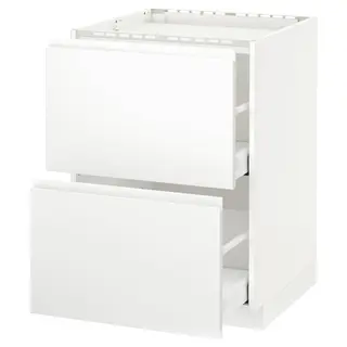 METOD / MAXIMERA base cab f hob/2 fronts/2 drawers, white/Voxtorp matt white, 60x60x80 cm