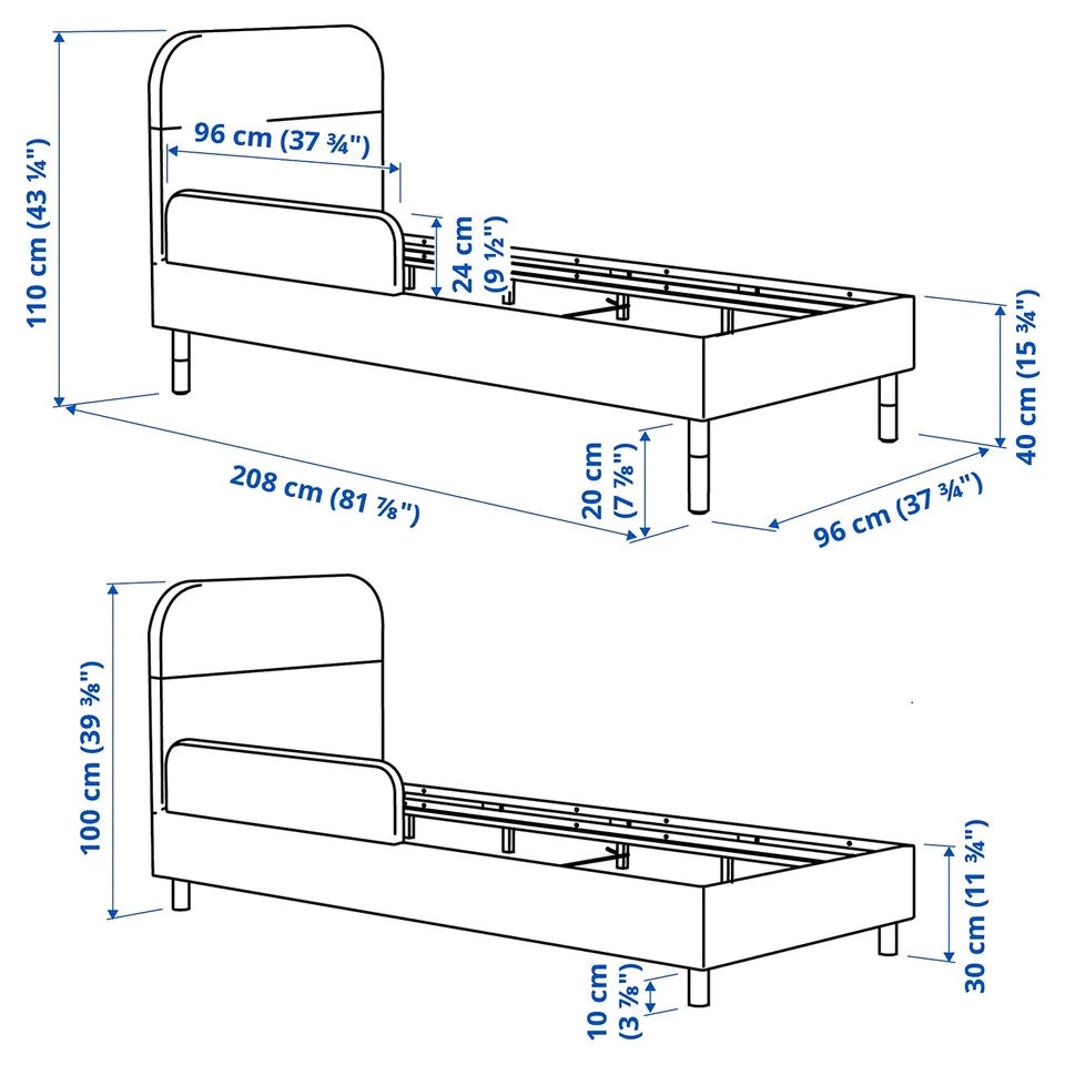 part: GRYSNA upholstered bed frame