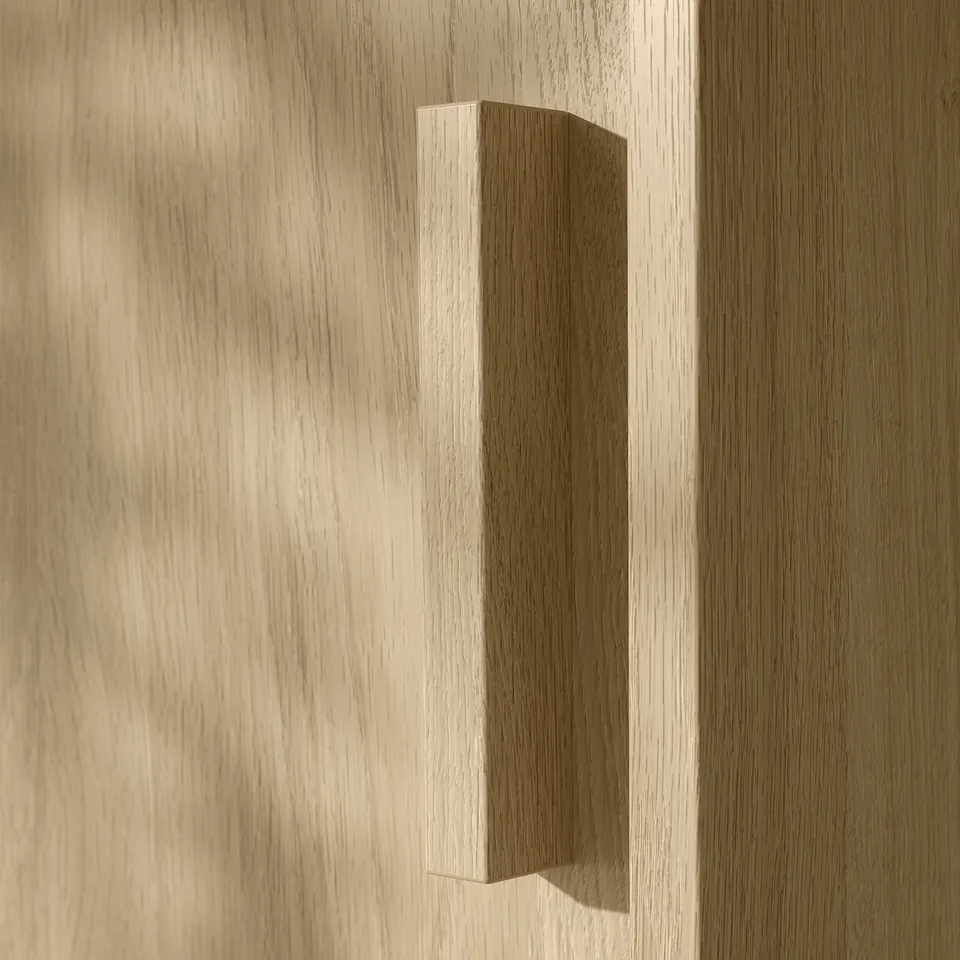 ANKARUDDEN Wardrobe with sliding doors, oak effect, 98x60x190 cm