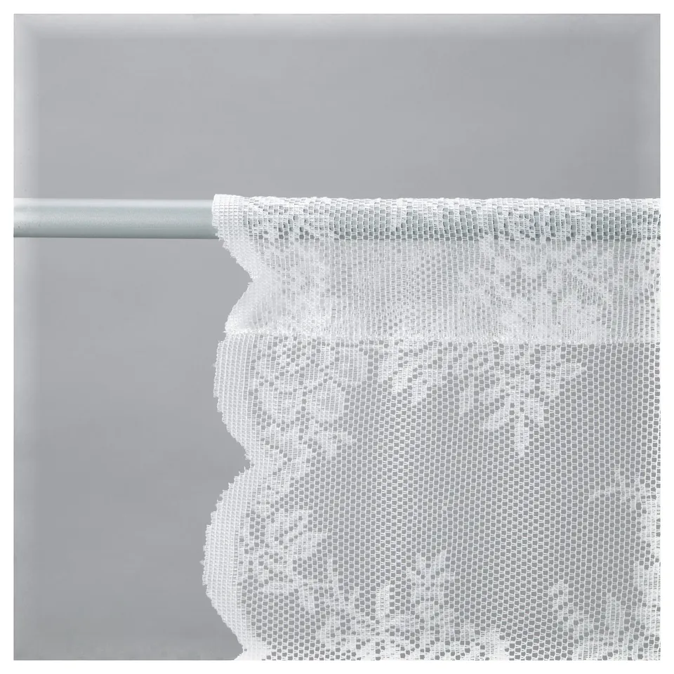 ALVINE SPETS lace-like white curtain, sheer floral pattern, recycled polyester.