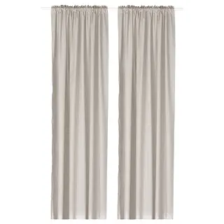 MÄSTERROT curtains, 1 pair, beige/white dot pattern/with heading tape, 145x250 cm
