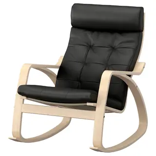 POÄNG rocking-chair, birch veneer/Grann black, Width 68 x Depth 94 x Height 95 cm