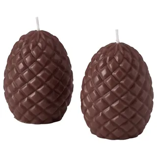 SNÖSISKA unscented pillar candle, cone/brown, 8 cm