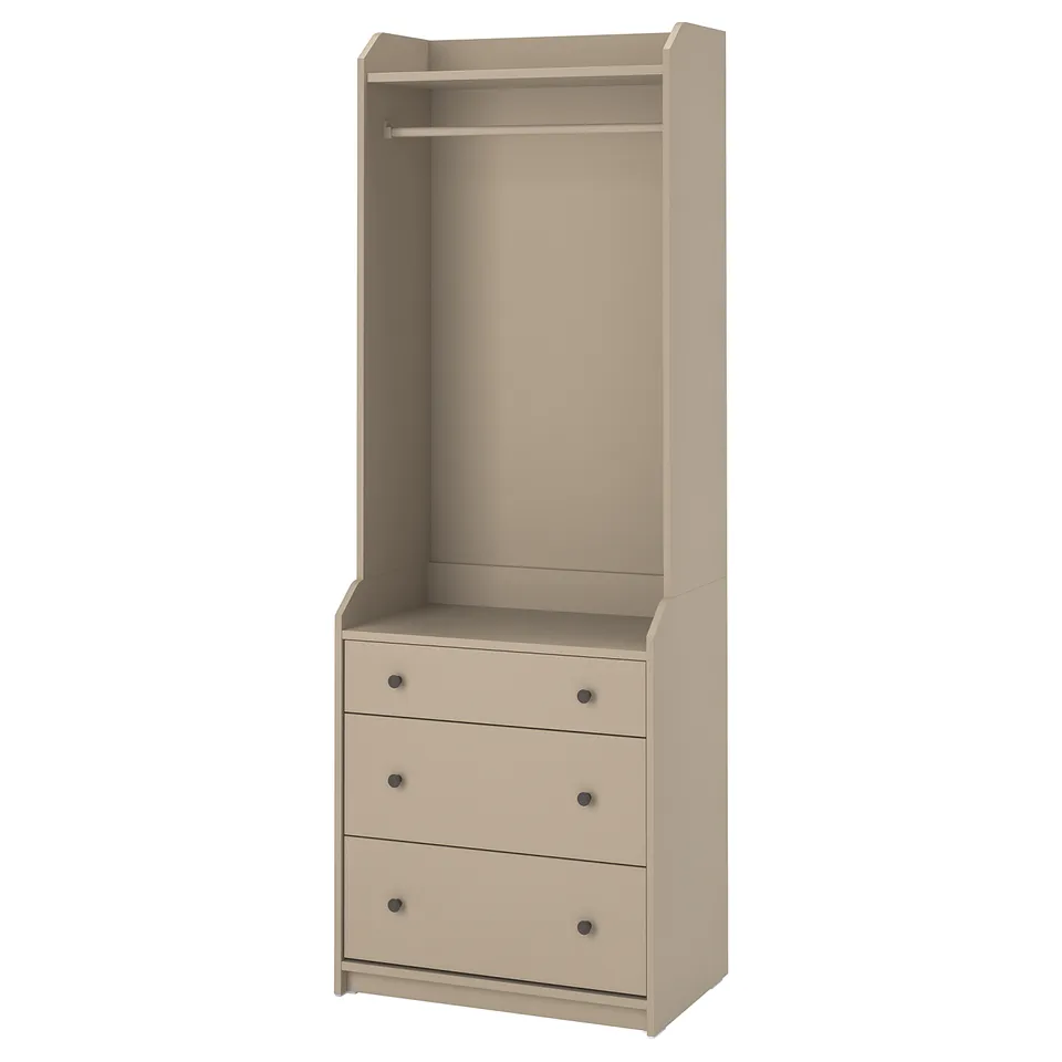 part: HAUGA open wardrobe with 3 drawers