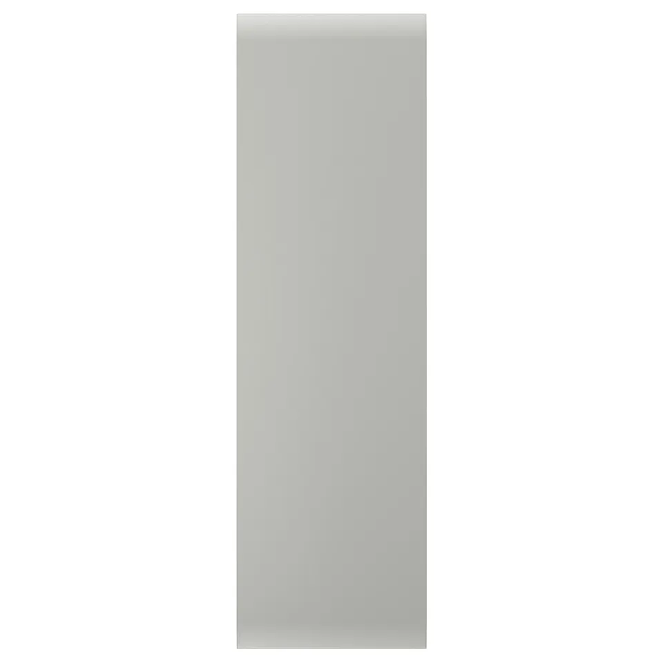 Light grey HAVSTORP cabinet door, smooth and rectangular, made from acrylic paint and fibreboard.
