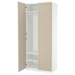 PAX / FLISBERGET wardrobe, white/light beige, Width 100.0 x Depth 60.0 x Height 236.4 cm