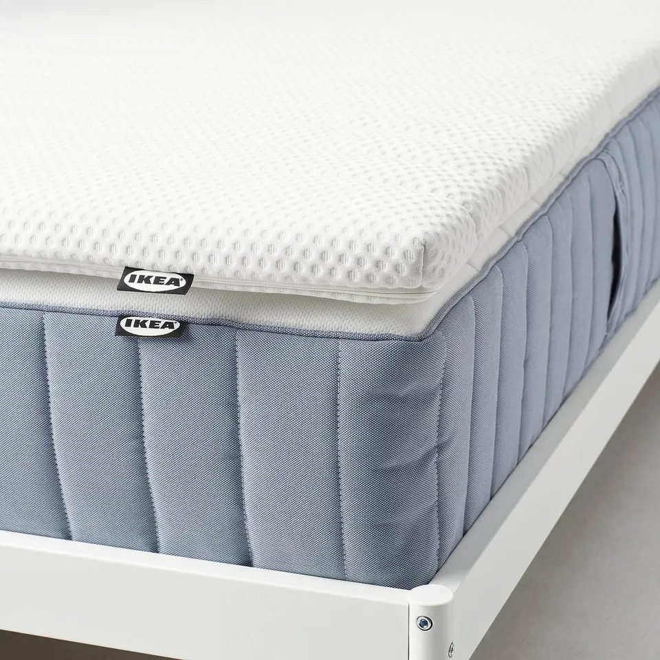 Ikea mattress pad, rolled, firm yet soft, removable cover, high-resilience foam.
