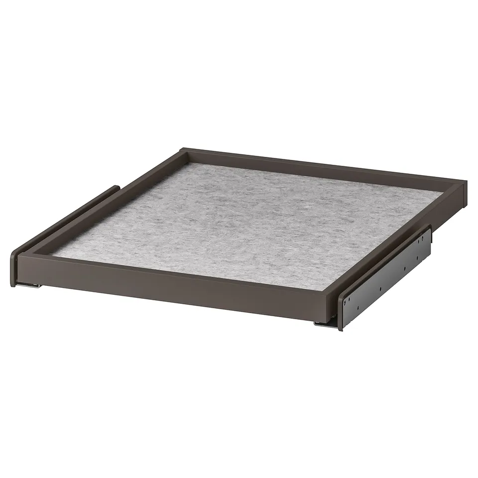 KOMPLEMENT pull-out drawer tray, dark grey, fiberboard, square, minimalist.