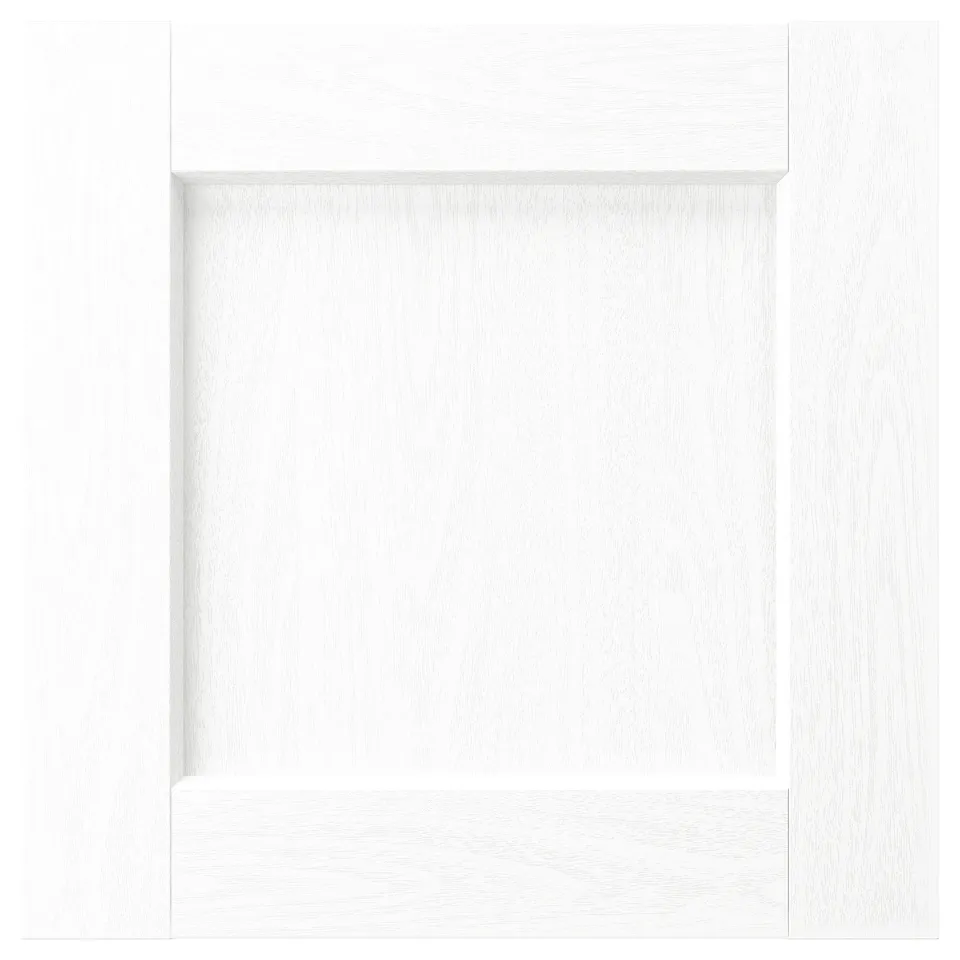 ENKÖPING white cabinet door with wood grain texture, square shape, modern minimalist design.