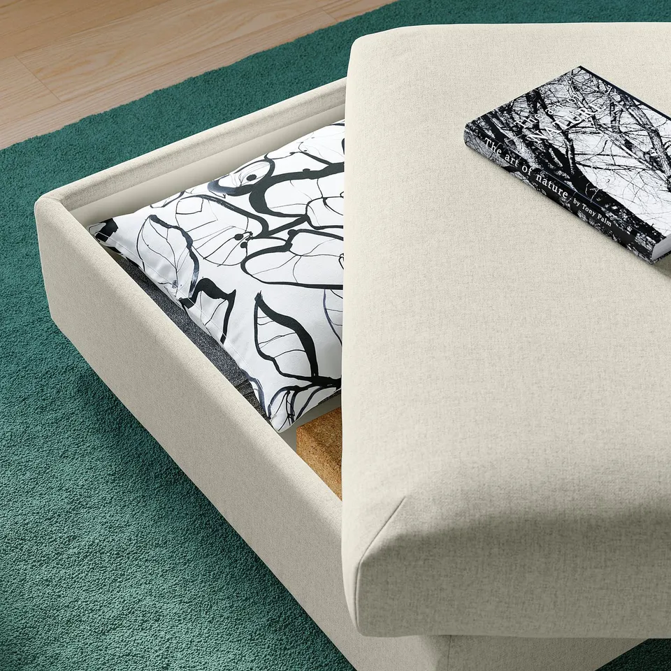 VIMLE Footstool with storage, Gunnared beige