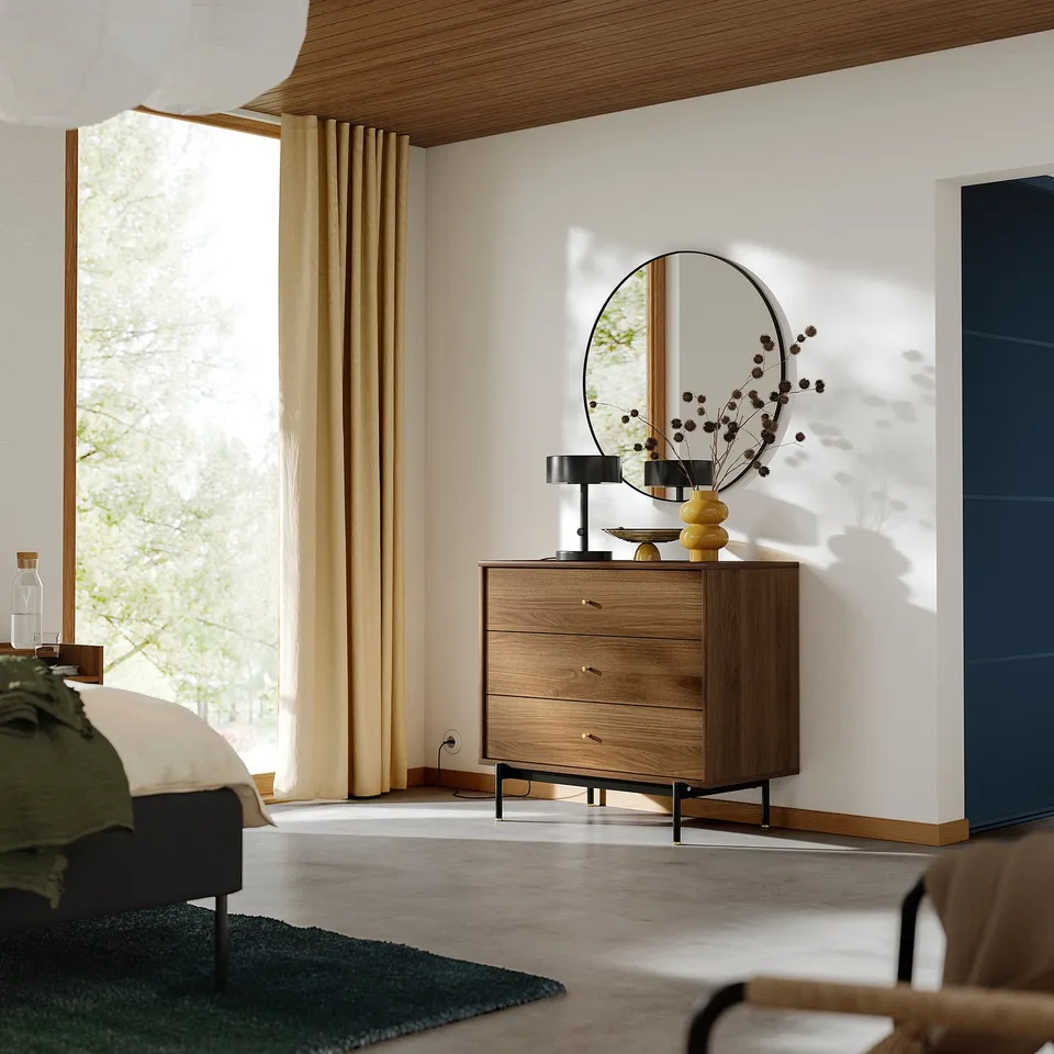 RÅDMANSÖ Chest of 3 drawers, brown walnut effect, 90x48x81 cm
