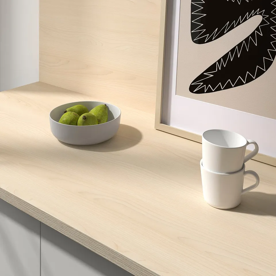 EKBACKEN Worktop, light ash effect/laminate, 186x2.8 cm
