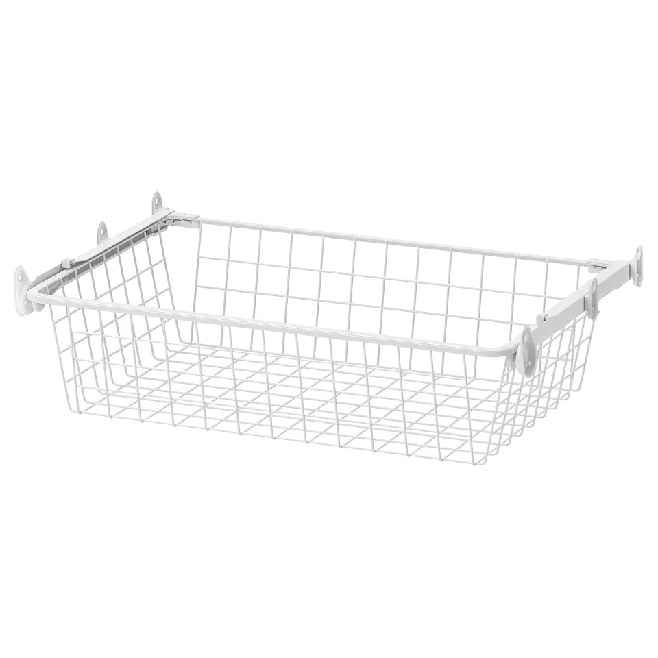 Altarlden white wire basket, rectangular, mesh design, steel, easy roll, storage organiser.