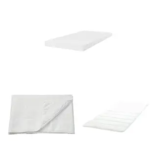 BRUKSVARA/ÄNGSKORN/ÅKLABBEN set: natural latex mattress + mattress protector + mattress pad, medium firm white + white, Length 200 x Width 90 cm