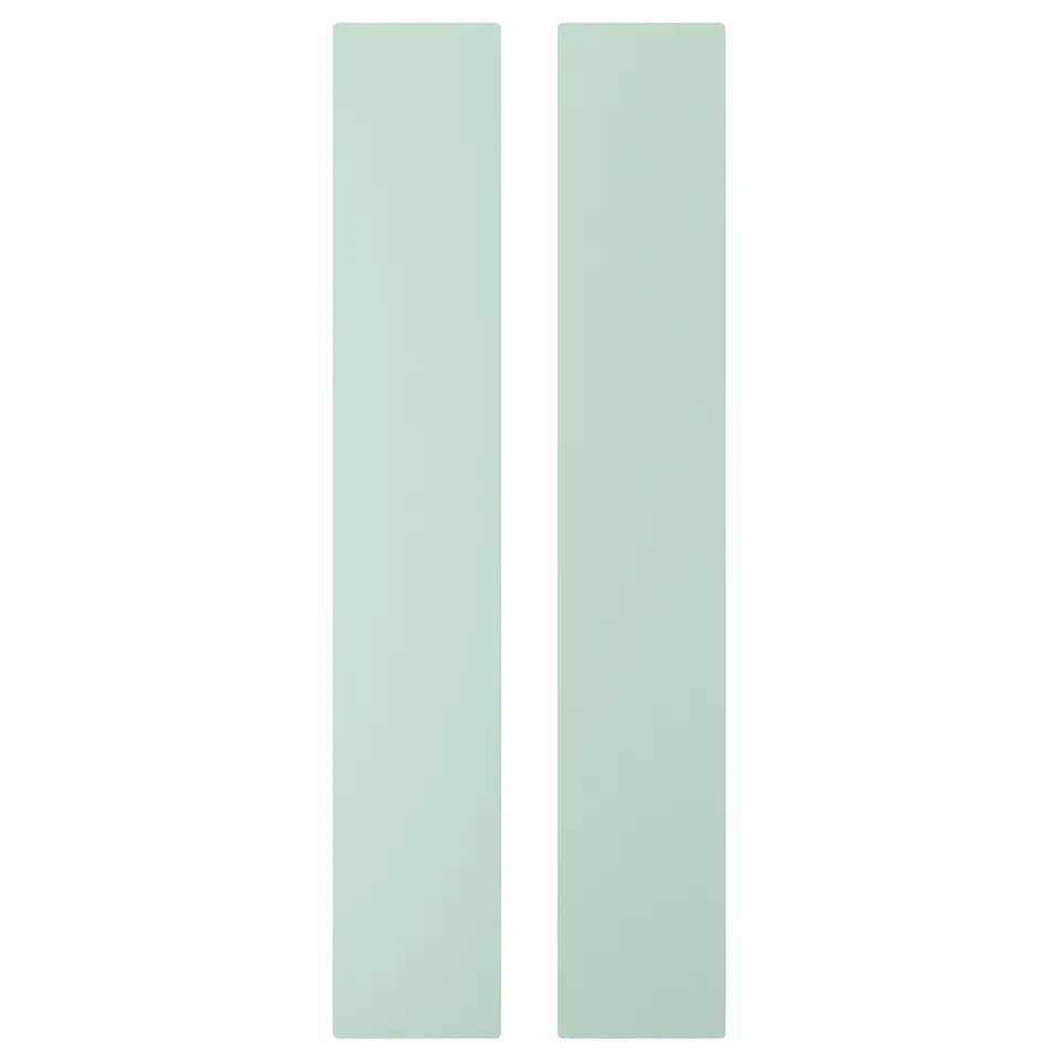 Two light green rectangular panels, vertically aligned. Simple, modern design, ideal for storage.