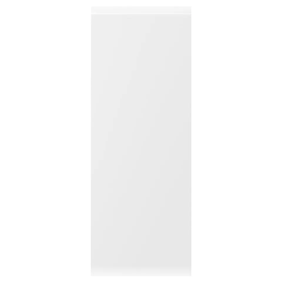 VOXTORP matte white modern kitchen cabinet with sleek integrated handles.