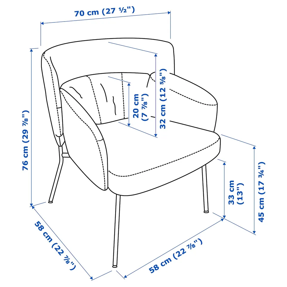 Illustration with measurements for the product: BINGSTA.