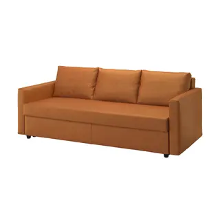 FRIHETEN 3-seat sofa-bed, Faringe brown-orange, Depth 105 x Height 83 x Width 225 cm
