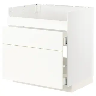METOD / MAXIMERA base cb f HAVSEN snk/3 frnts/2 drws, white/Vallstena white, 80x60x80 cm