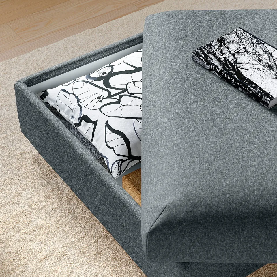 VIMLE Footstool with storage, Gunnared medium grey