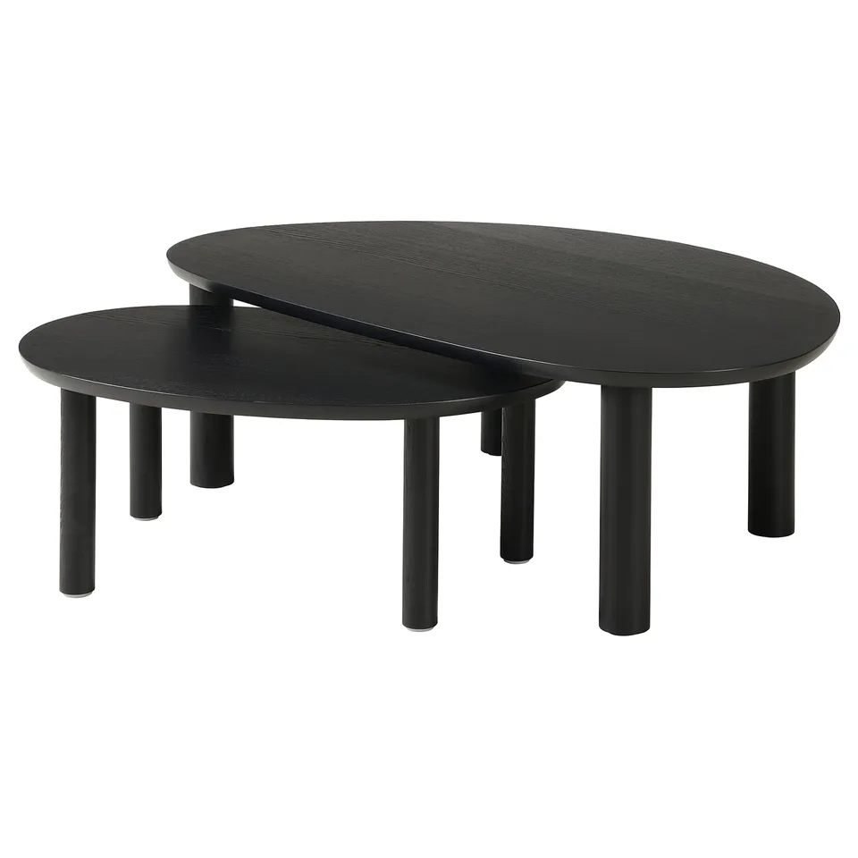 ÖRTRÄSK Nest of tables, set of 2, black ash veneer