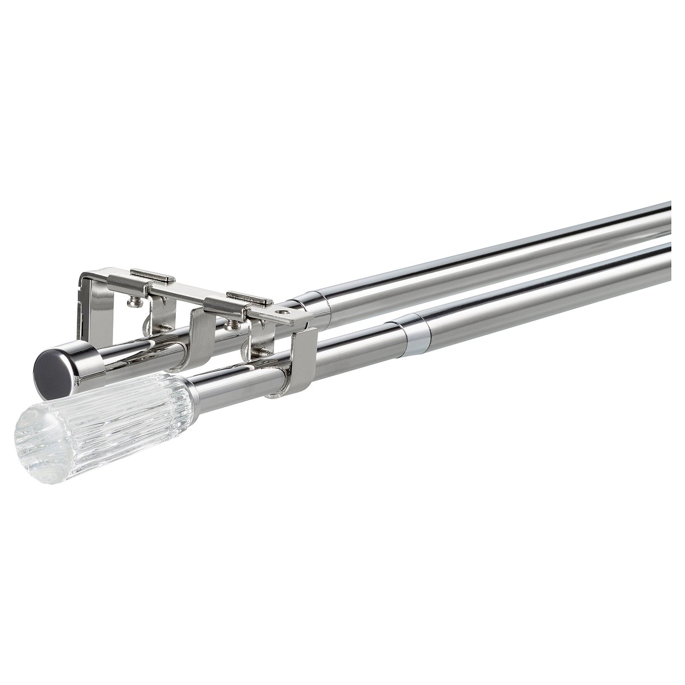 SOLDVÄRGMAL double curtain rod set, silver-colour, 120-210 cm 19 mm