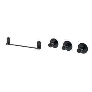 SKOGHALL set: towel rail, self-adhesive + hook, self-adhesive, black, 43x6 cm