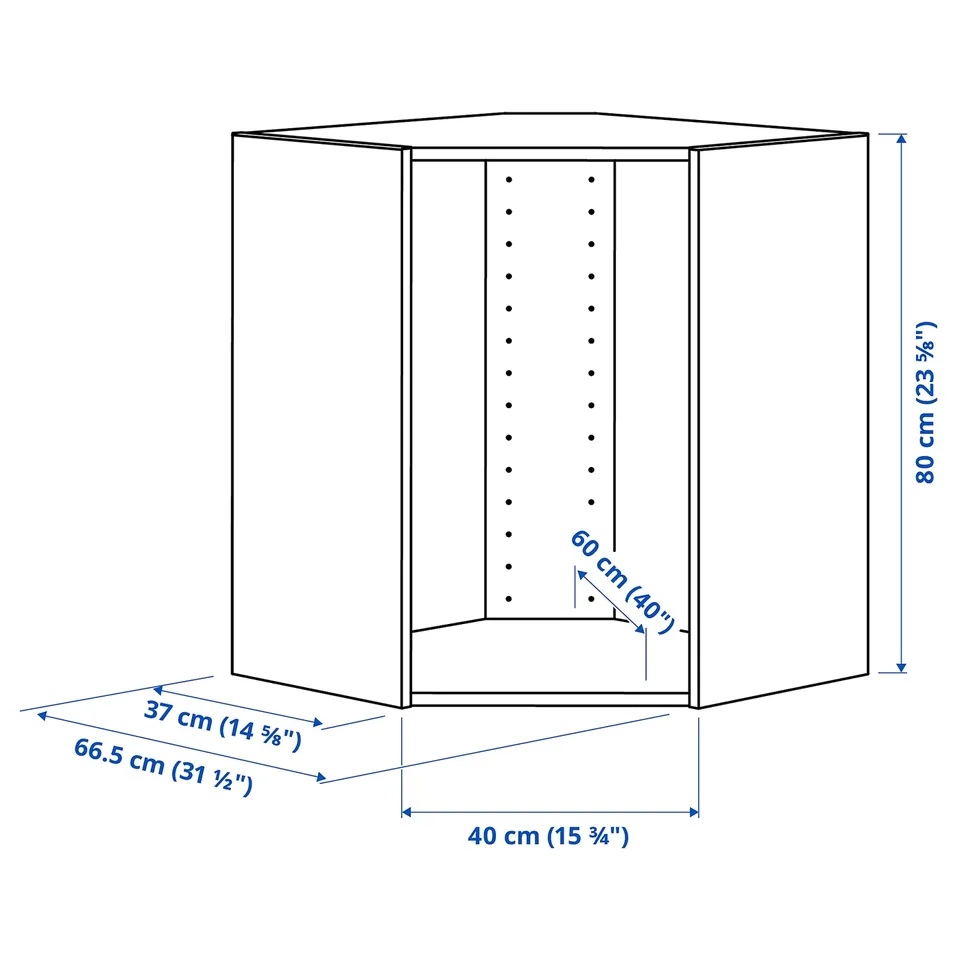 Illustration with measurements for the product: METOD.