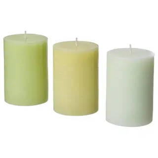 LÖVSKOGSLUND scented pillar candle, Apple mixed colours, 30 hr