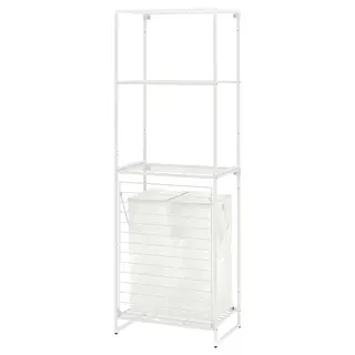 JOSTEIN shelving unit with bags, in/outdoor wire/transparent white, 61x40/76x180 cm