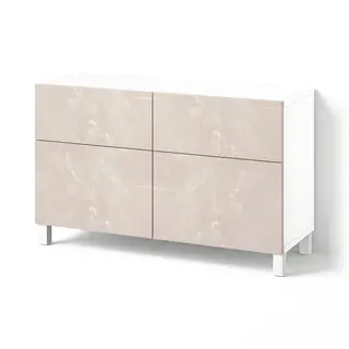 BESTÅ storage combination w doors/drawers, white Bergsviken/Stubbarp/beige marble effect, 120x42x74 cm
