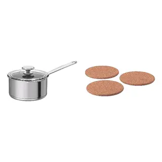 pot + pot stand set: saucepan with lid + pot stand, stainless steel/glass + cork, 2 l