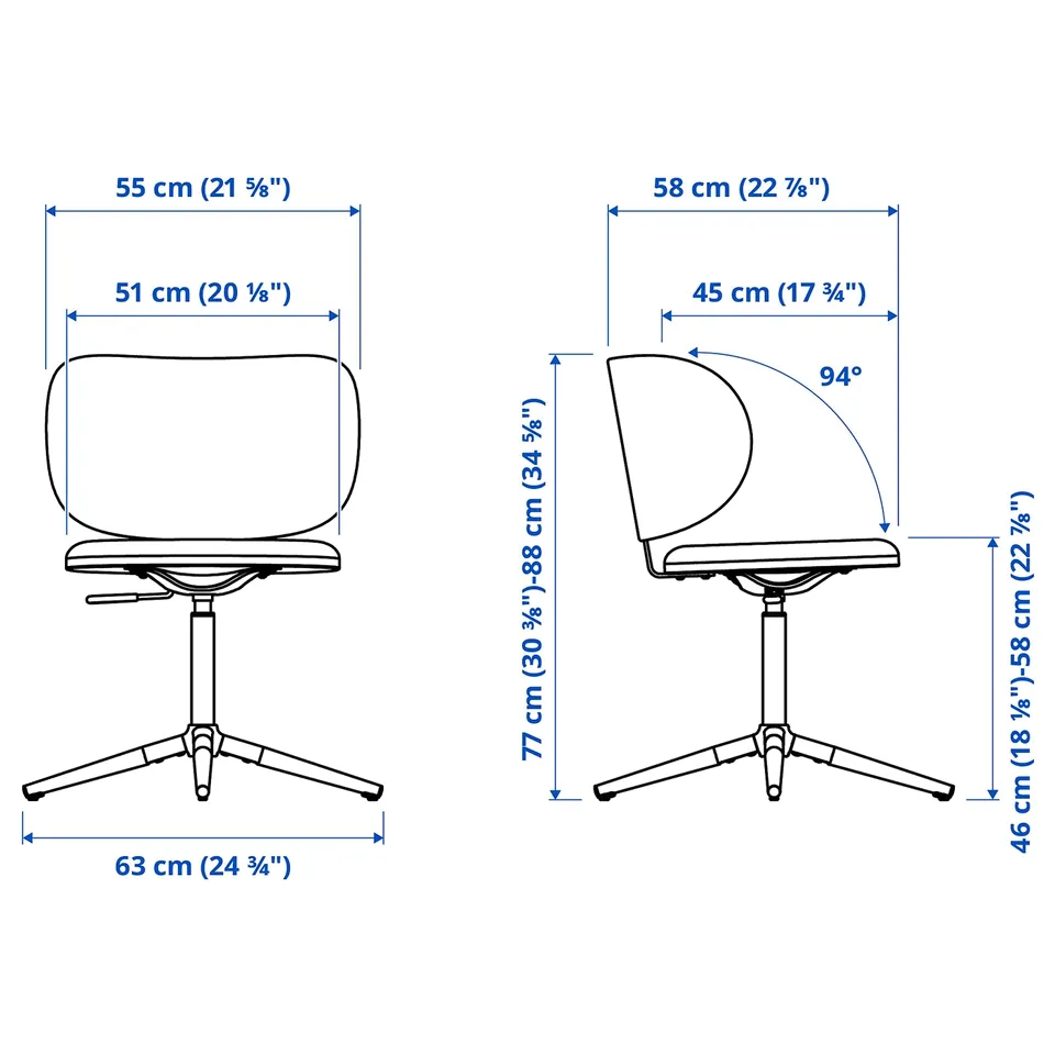 Illustration with measurements for the product: KRYLBO.