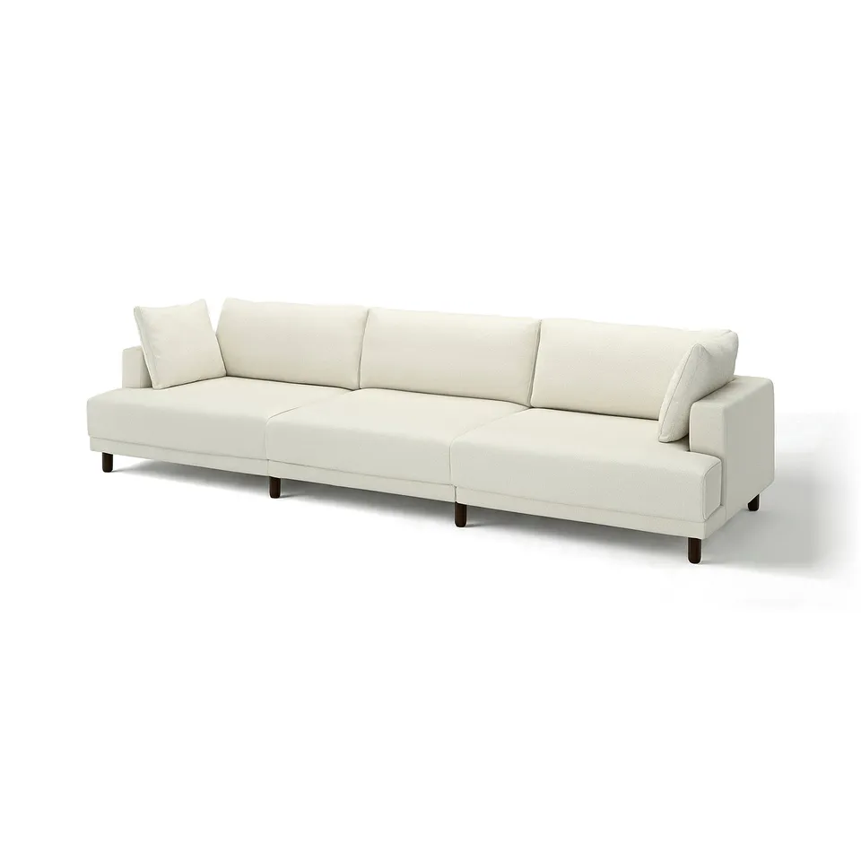 UPPÅKRA sofa, cream. Modern, boxy design with deep cushions. Light wooden legs, stylish and comfortable.