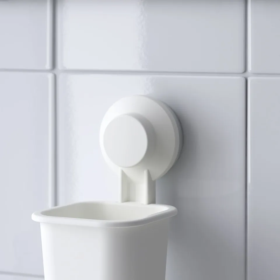 TISKEN Toothbrush holder with suction cup, white