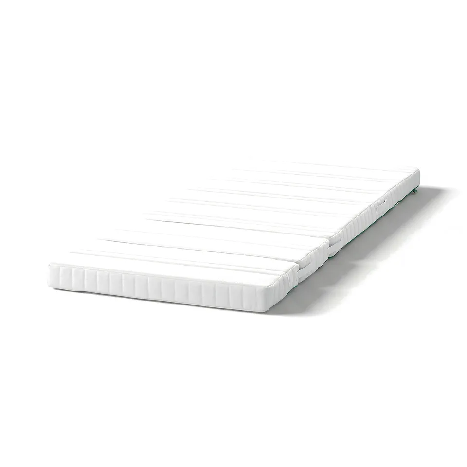 White recycled IKEA mattress with quilted texture.