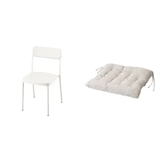 VIHALS/VIPPÄRT set: chair + chair pad, white + beige, Depth 47 x Height 79 x Width 45 cm