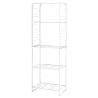 JOSTEIN shelving unit with grid, in/outdoor/wire white, 62x40x180 cm
