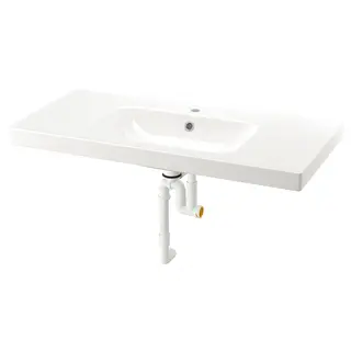 ORRSJÖN wash-basin with water trap, white, 102x49 cm