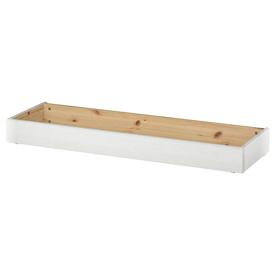 White, rectangular HAVSTA shelf made of solid pine wood.
