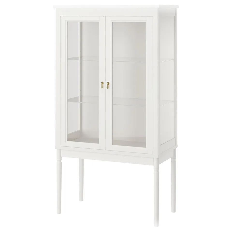 FÄRJKARL Glass-door cabinet, off-white, 87x45x161 cm
