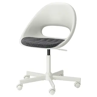 LOBERGET / MALSKÄR swivel chair + pad, white/dark grey, Width 67 x Depth 67 x Height 90 cm