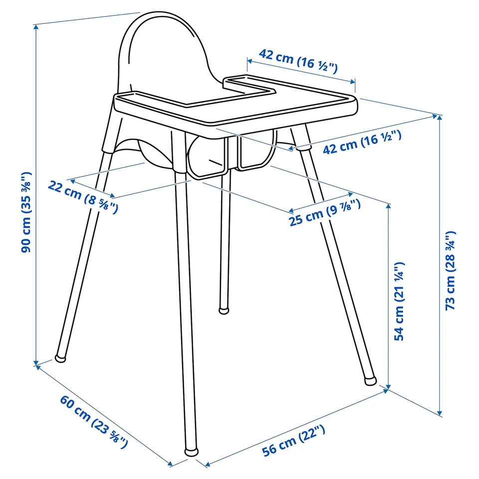 Illustration with measurements for the product: ANTILOP.