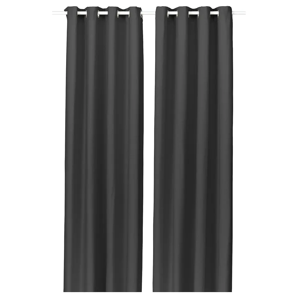 GINSTMOTT: dark grey curtains with eyelets, polyester.