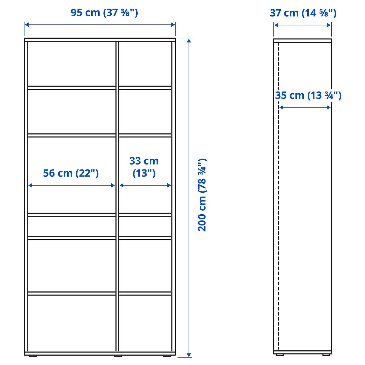 Illustration with measurements for the product: VIHALS.