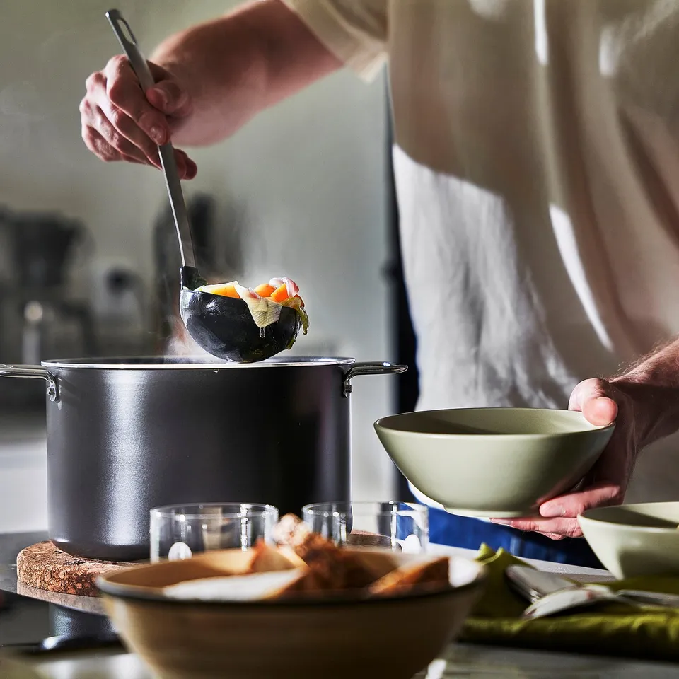 GULDÖRING Pot with lid, non-stick coating stainless steel/black-grey, 3 l