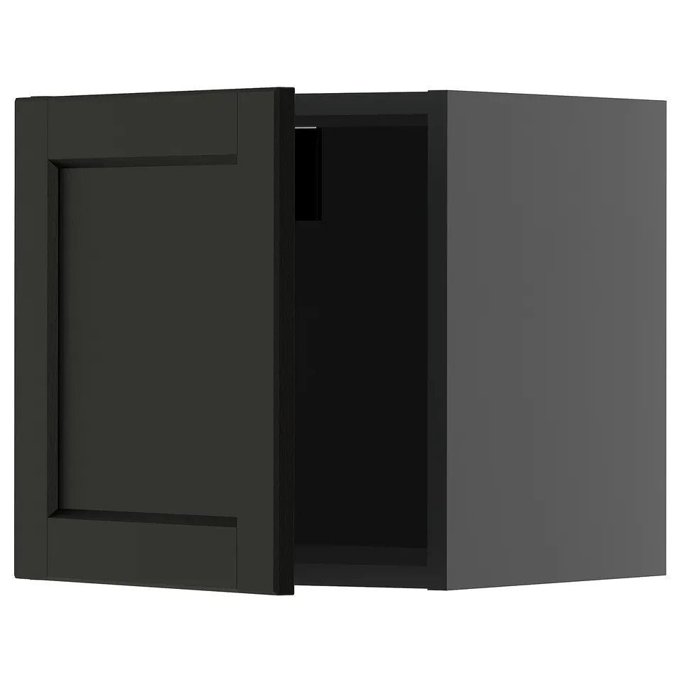 Dark green kitchen cabinet with recessed panel door, right-hinge. Modern, minimalist design for storage.