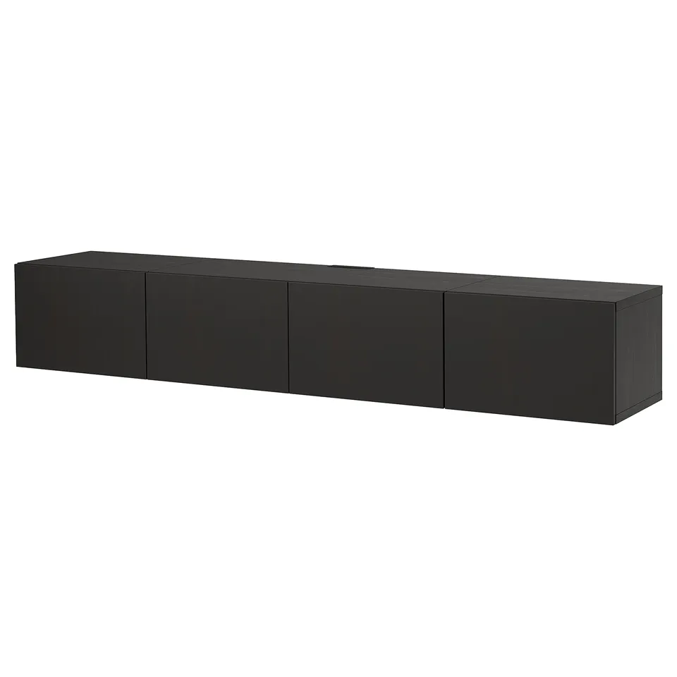 BESTÅ TV bench with doors, black-brown/Lappviken black-brown, 240x42x38 cm