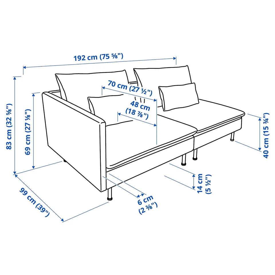 SÖDERHAMN 3-seat sofa, with open end/Fridtuna light beige