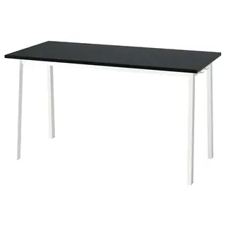 MITTZON conference table, black stained ash veneer/white, 140x68x75 cm
